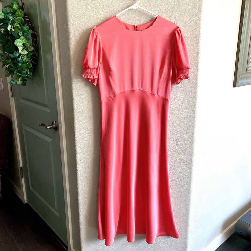 Ted Baker Swiss Dot Bright Pink Swing Skater MIDI Dress, Medium (Ted Size 3)